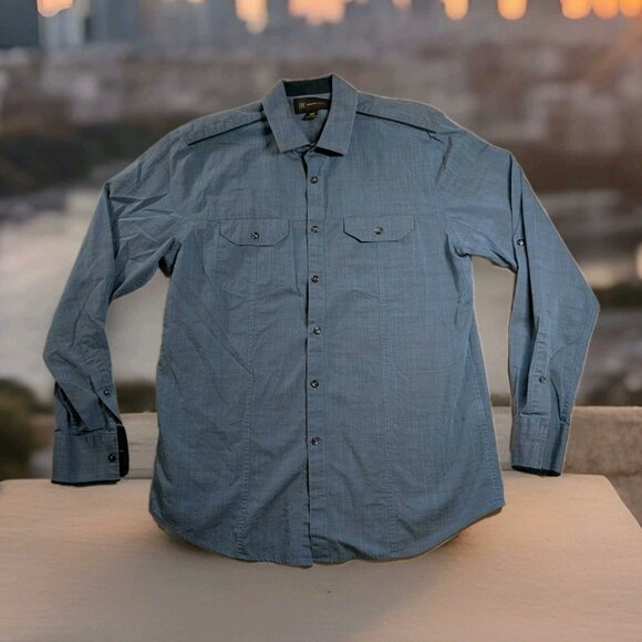 INC International Concepts Other - INC INTERNATIONAL CONCEPTS Men Medium Blue Cotton Long Sleeve Button Shirt